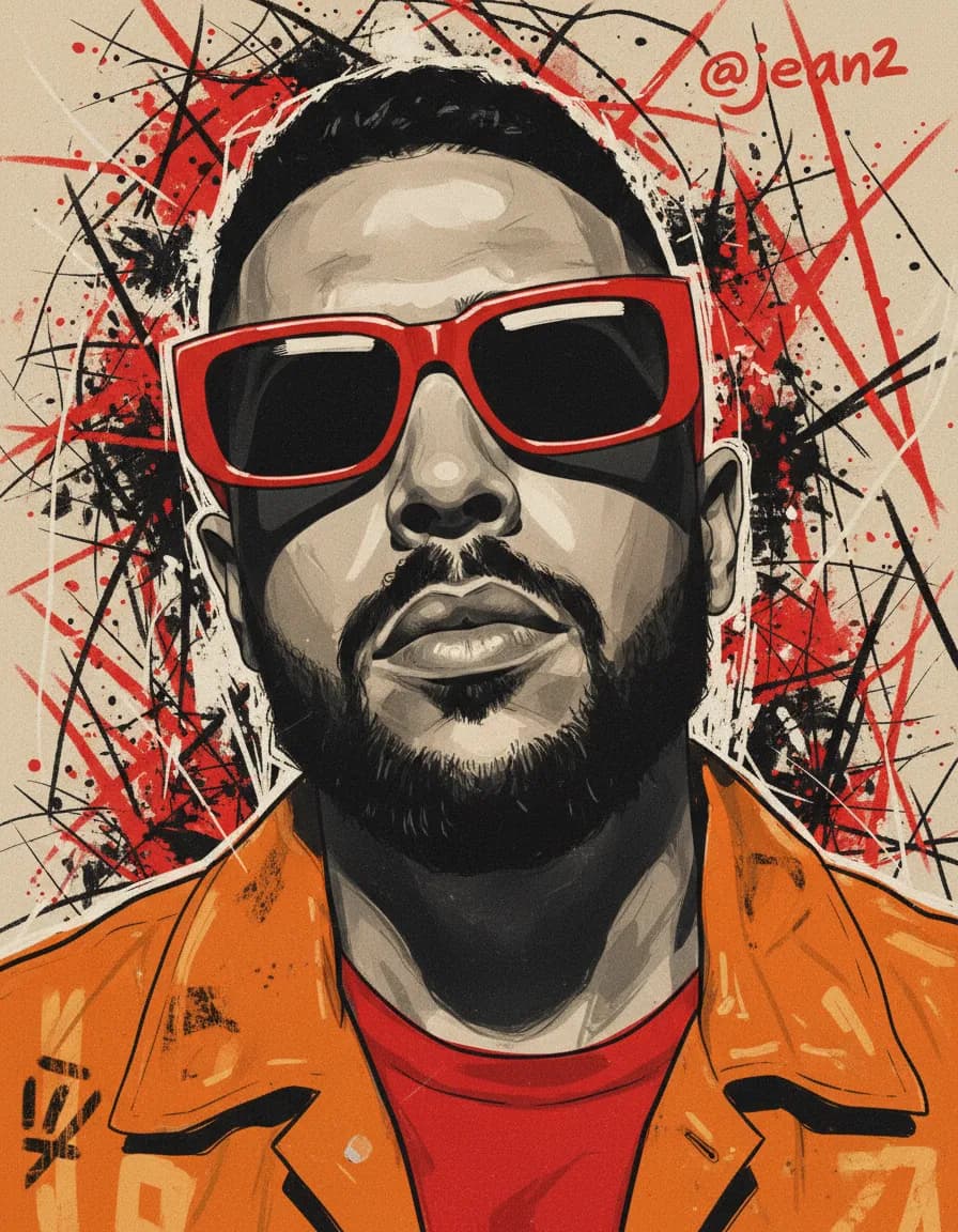 Bold Abstract Mixed-Media Male Portrait