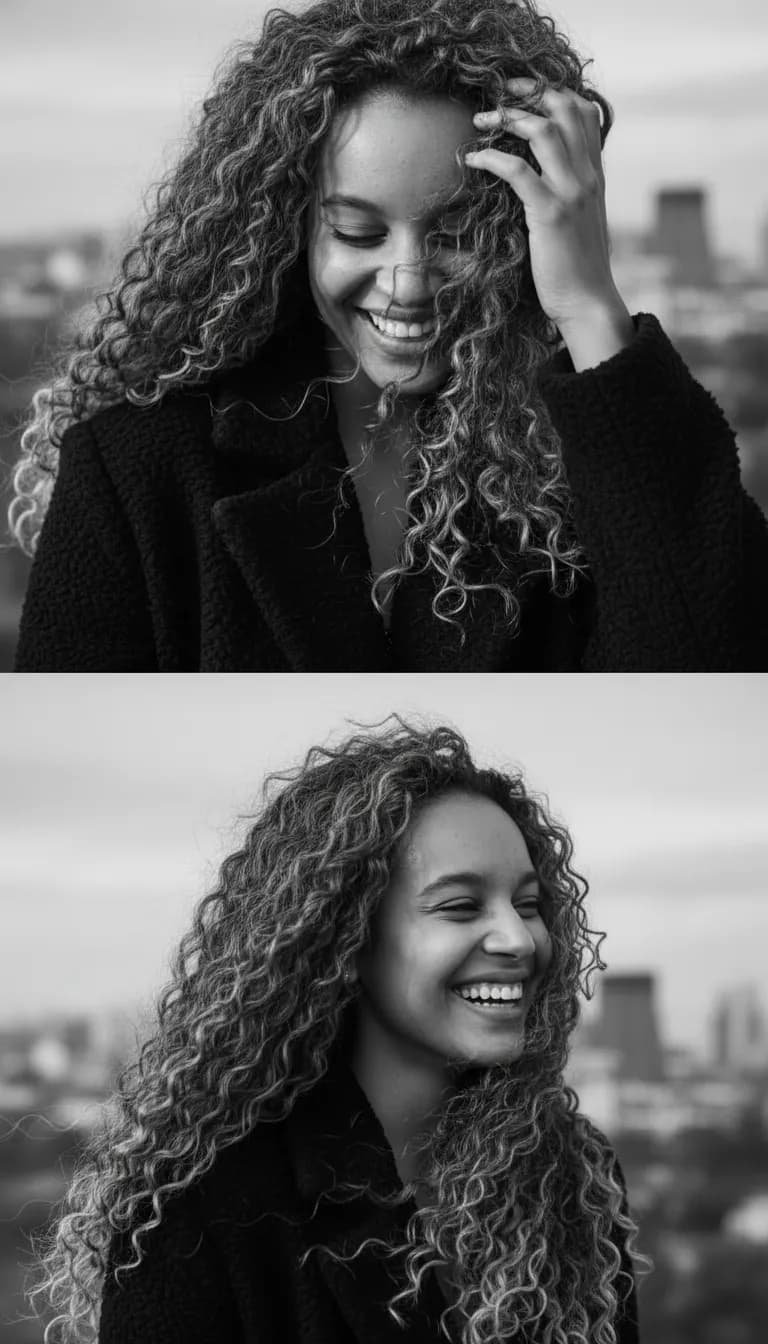 Cinematic Black & White Diptych Joy Portrait Template