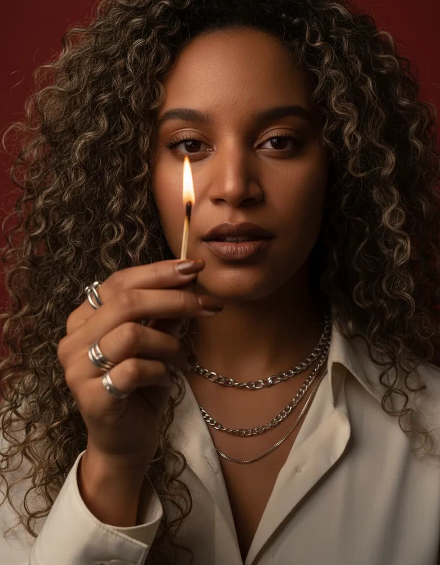 Cinematic Match Flame Close-Up Portrait Template