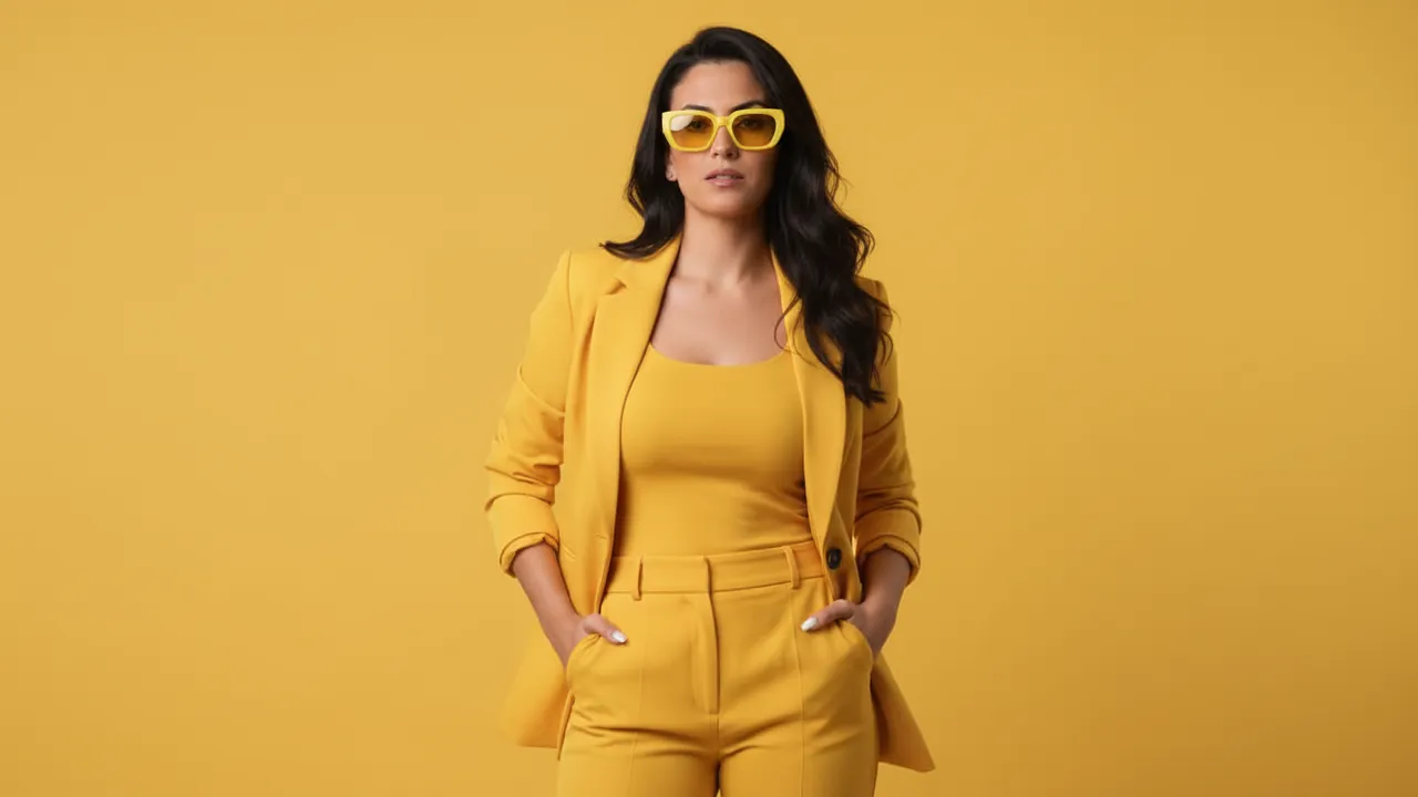 High-Fashion Monochrome Yellow Editorial Portrait