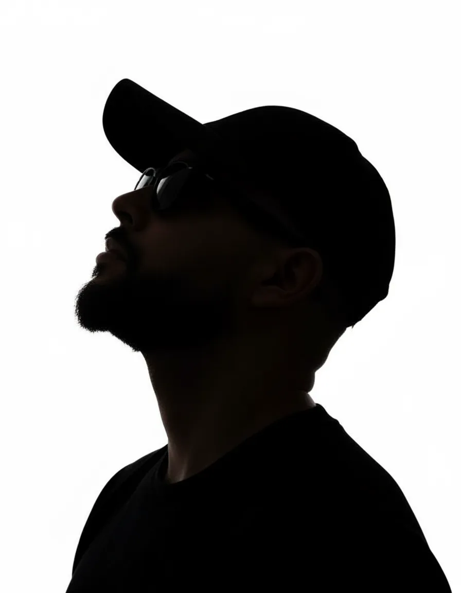 Minimalist Silhouette Upward Gaze Portrait