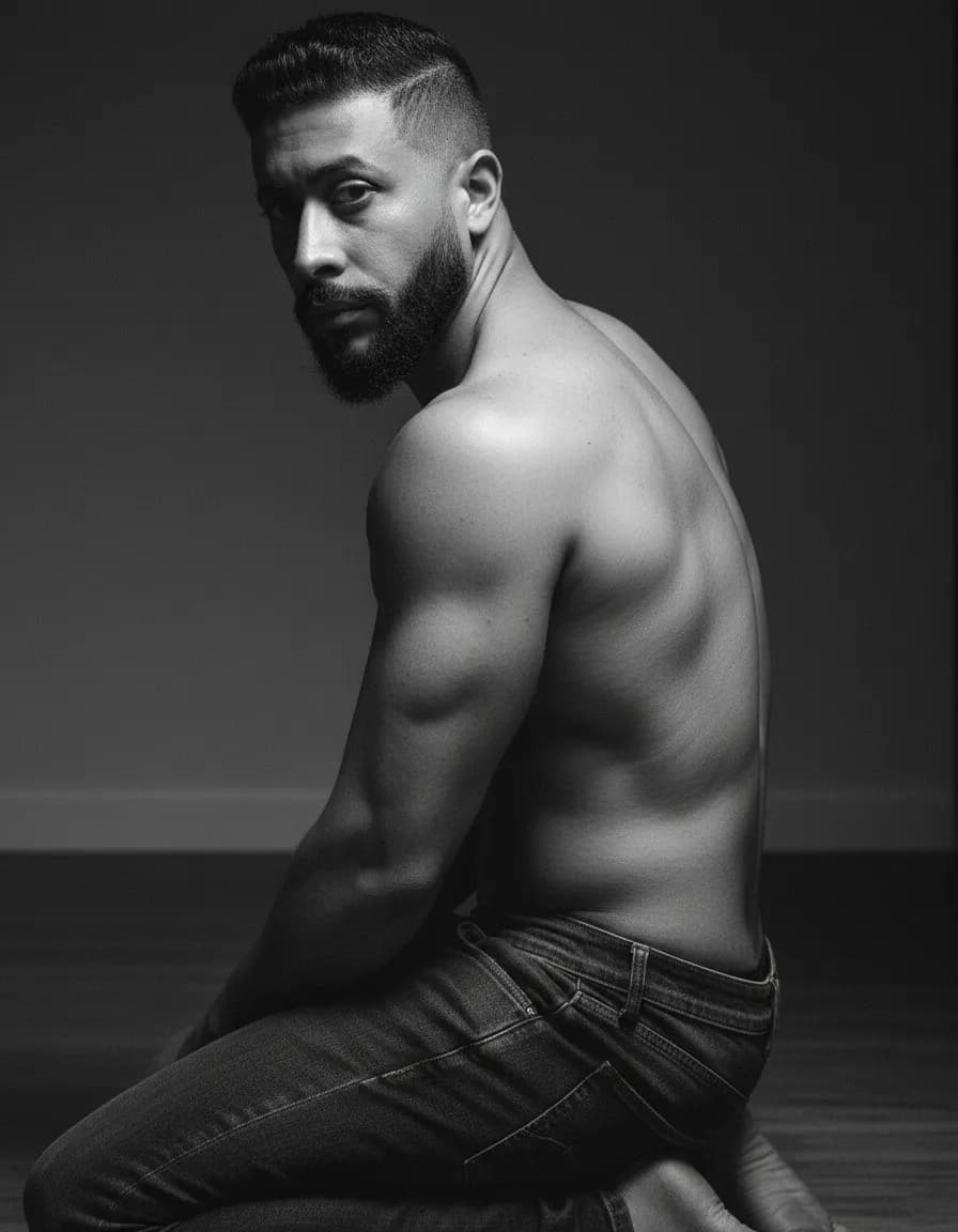 Artistic Black and White Male Athletic Portrait Profile Template