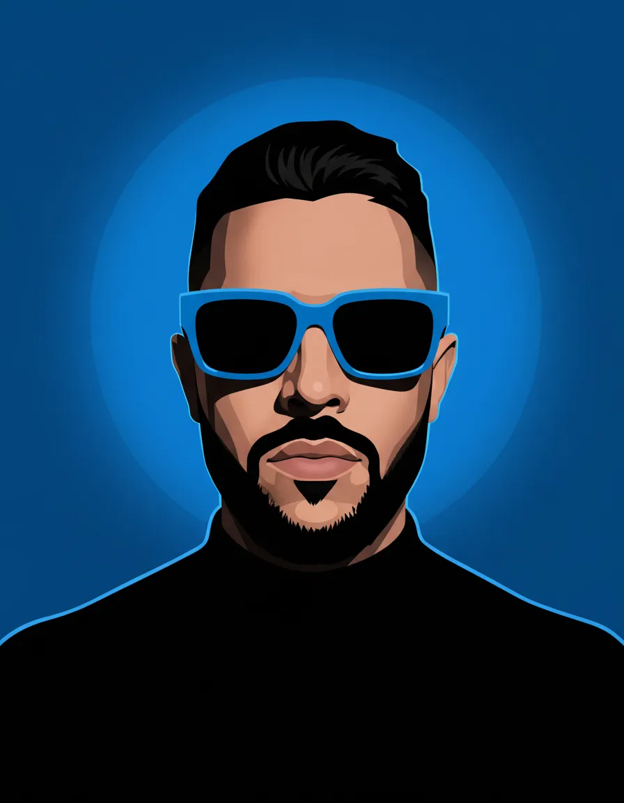 Electric Blue Editorial Graphic Portrait Template