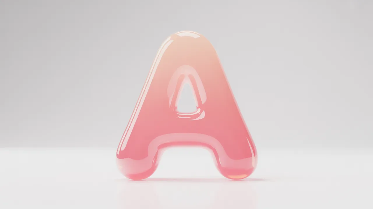 3D letter 'A' in kawaii style