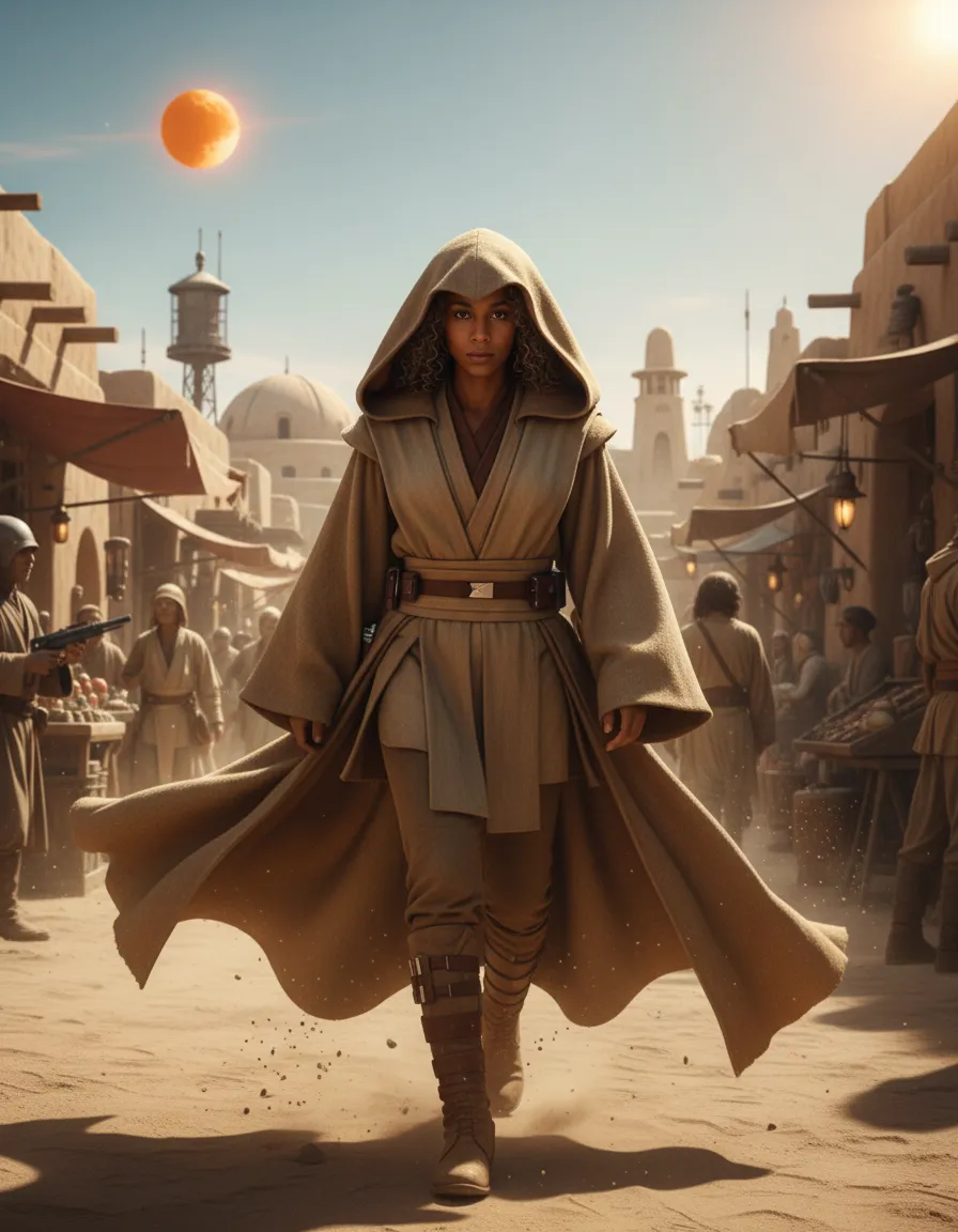 Jedi Knight in a Tatooine Marketplace