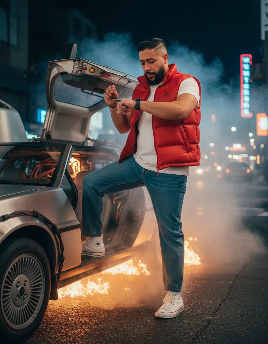 Back to the Future Neon Urban Cinematic Portrait Template