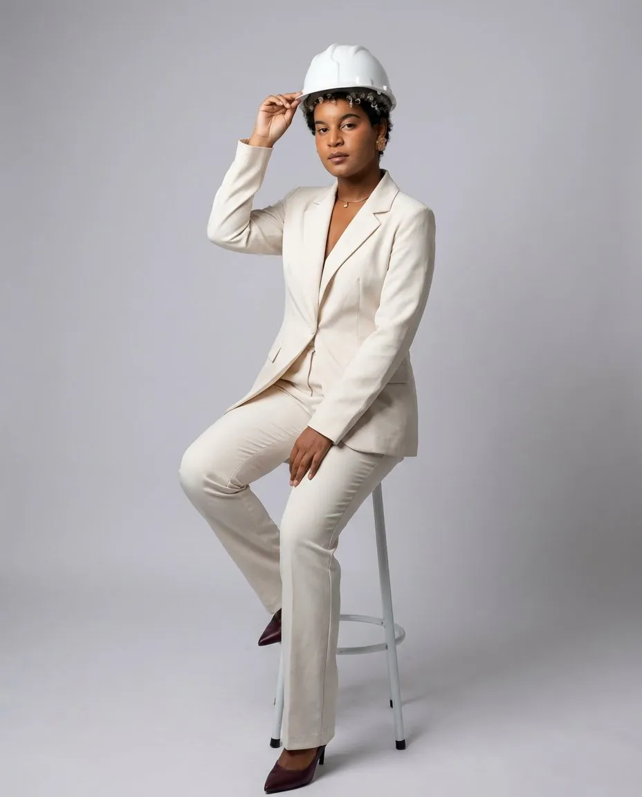 Studio Full-Body Editorial Portrait, Minimalist Corporate Aesthetic
