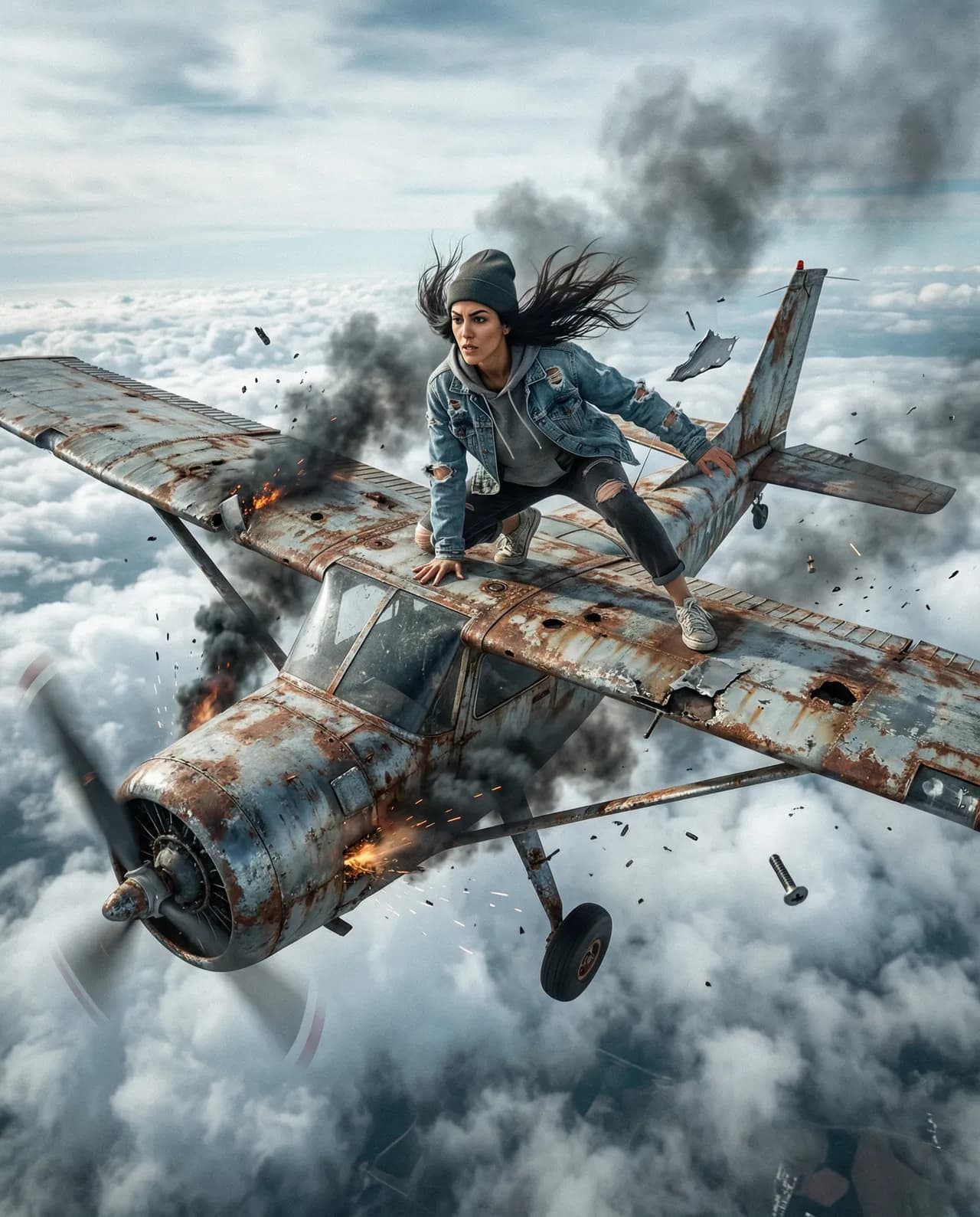 IMAX Aerial Absurd Comedy Rusted Plane Portrait