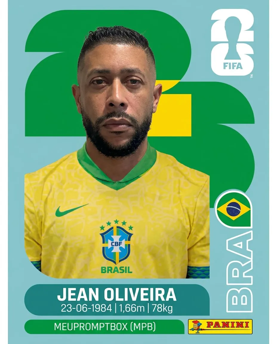 Ultra-Realistic World Cup Sticker Edit — Glossy Collectible Portrait - Imagem 1