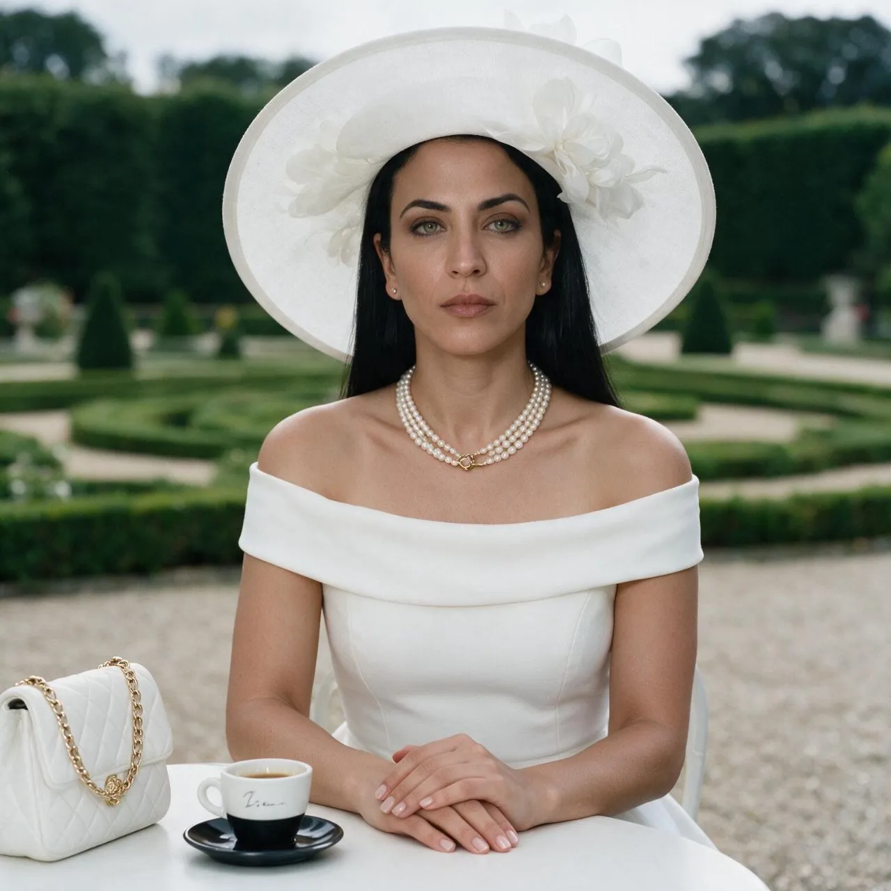 Cinematic Garden Portrait — Elegant White Fashion Photography