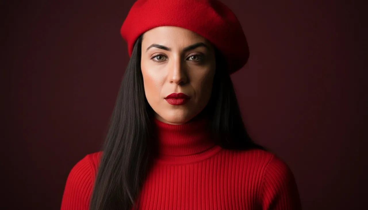 High-Fashion Monochrome Red Editorial Portrait Template