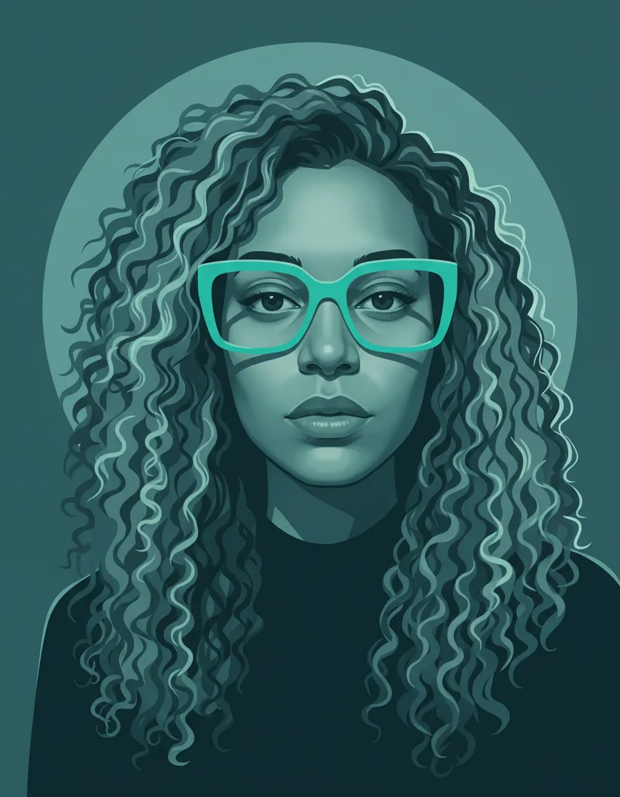 Cool Teal Contemporary Editorial Portrait Template