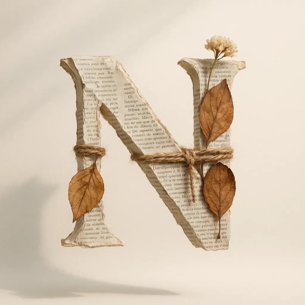 Letra em 3D feita de jornal vintage