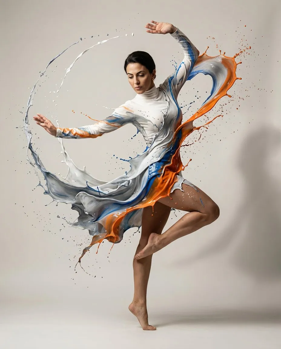 High-Speed Cinematic Paint-Splash Portrait Photography