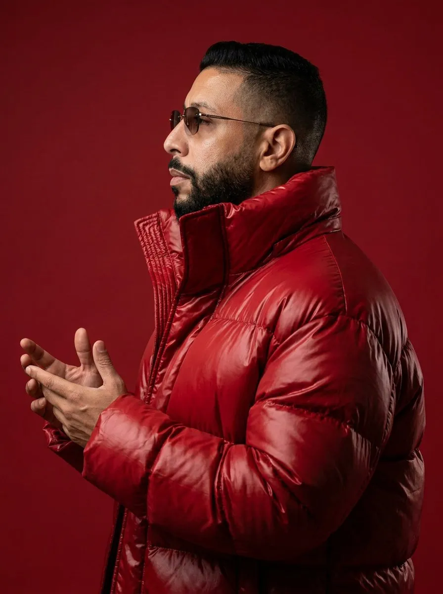 Cinematic Monochrome Red High-Fashion Editorial Portrait
