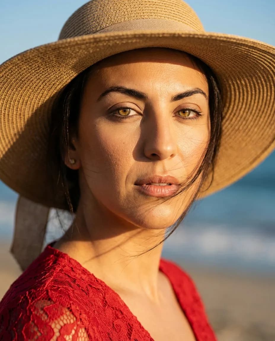 Cinematic Golden Hour Close-Up Portrait Fashion Photography