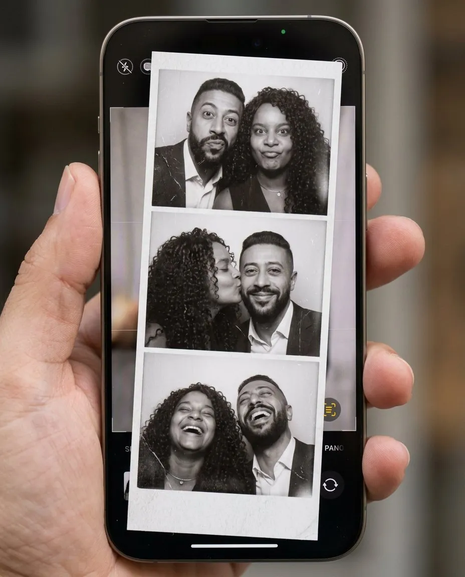 Photo-Booth Collage Portrait, Vintage Black-and-White Couple