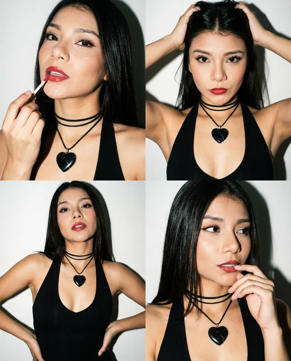 Cinematic 2x2 Editorial Portrait Collage with Vintage Film Grain