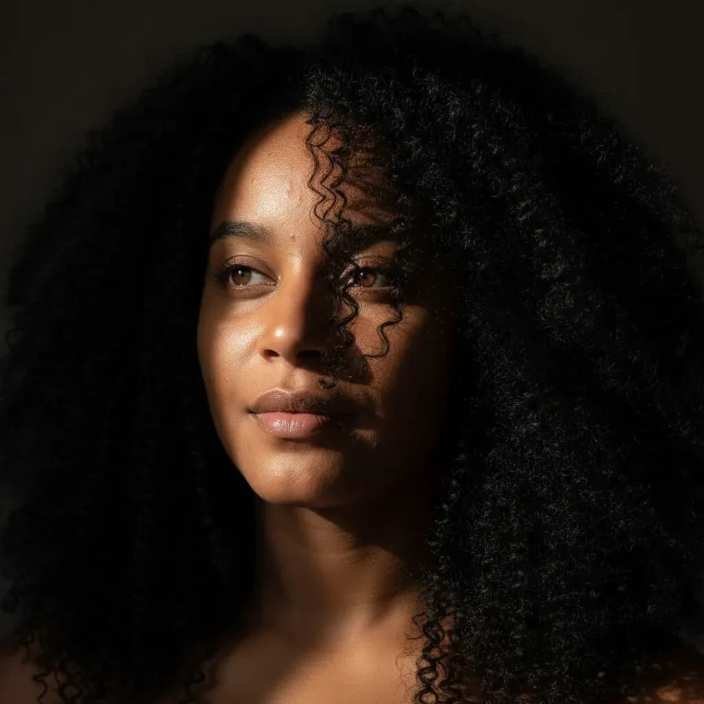 Cinematic Diagonal Light Editorial Close Portrait