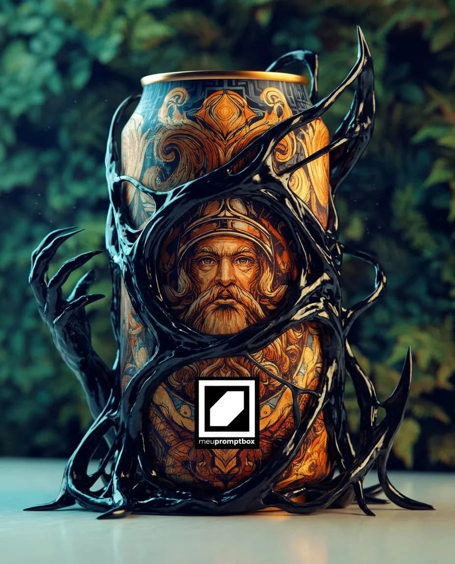 Cinematic Symbiotic Black Can Product Photography with Dramatic Lighting