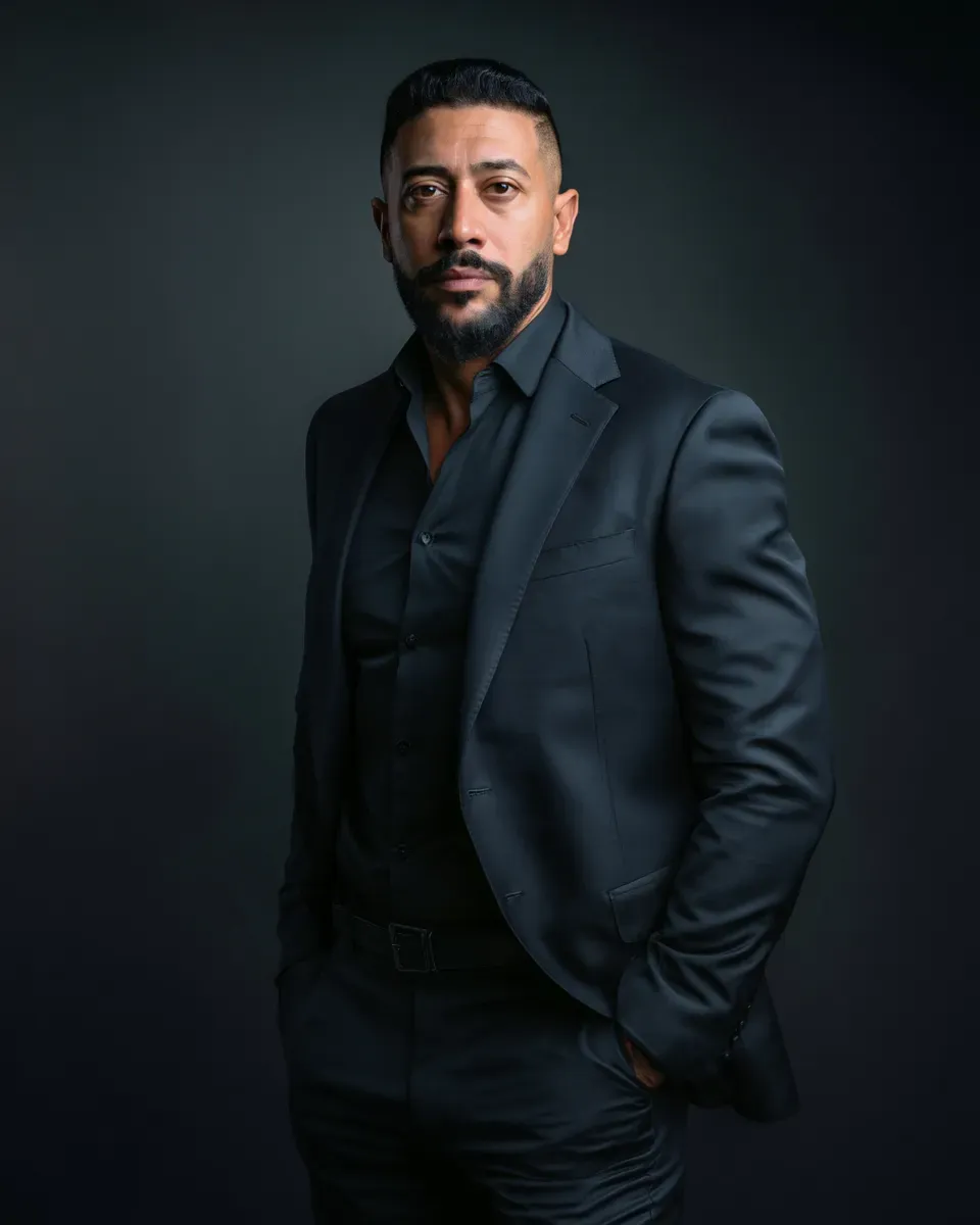 Powerful Entrepreneur Portrait in Monochromatic Suit