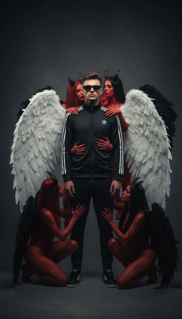 Cinematic Angel Among Demons – Studio Portrait