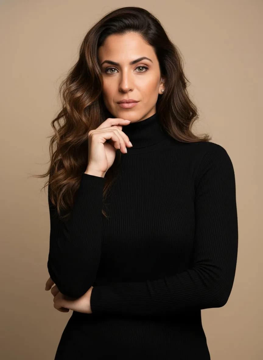 Elegant Female Portrait with Minimalist Studio Lighting Style