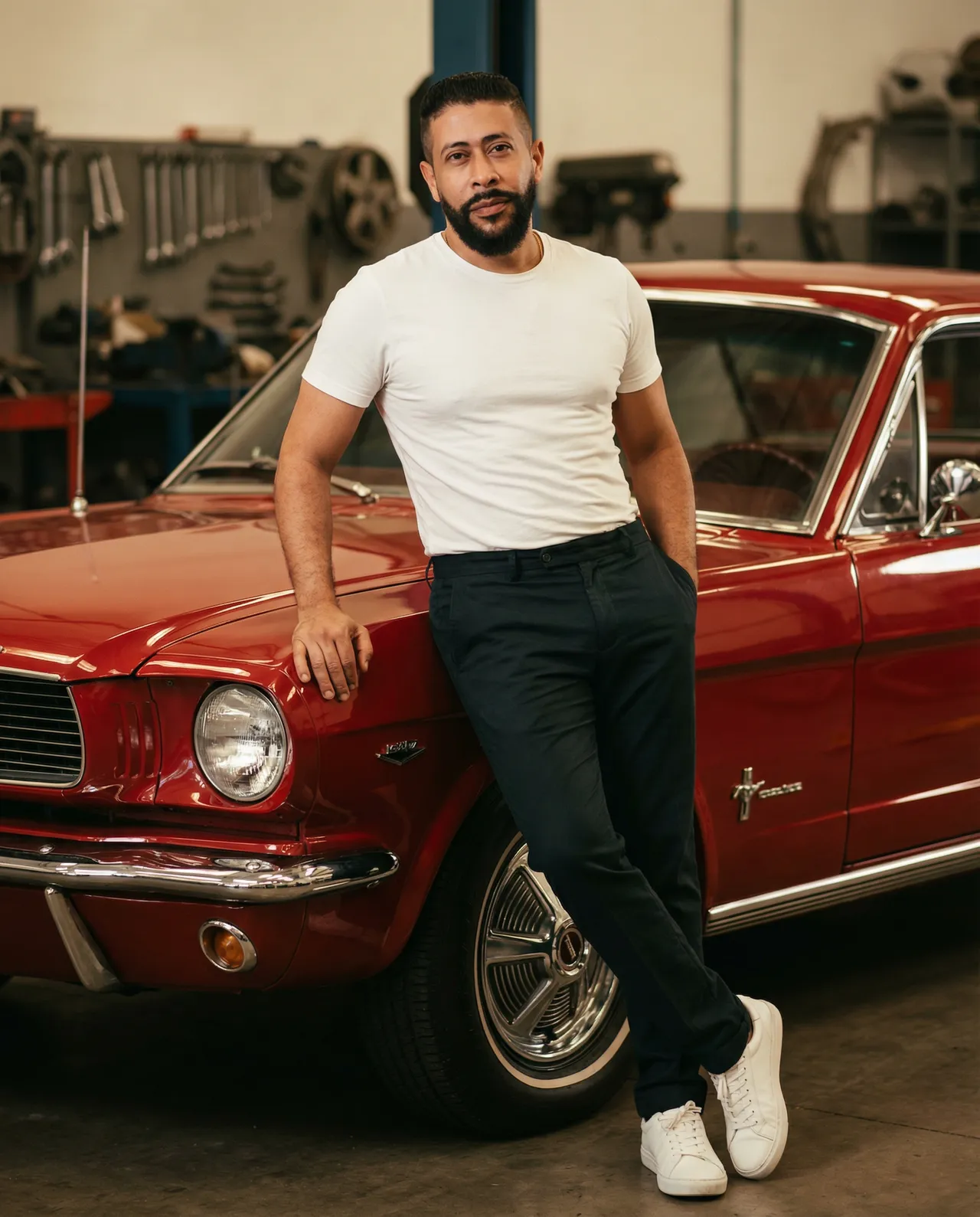 Ultra-Realistic Vintage Cinematic Portrait with Classic Car