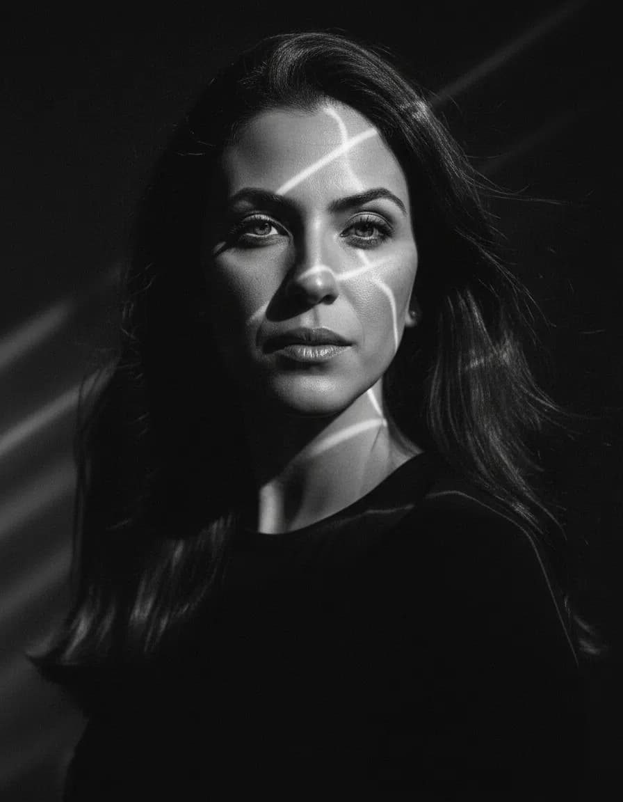 High Contrast Black and White Cinematic Editorial Portrait