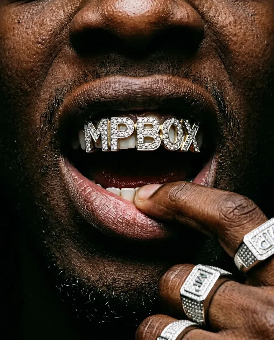 Extreme Macro Diamond Grillz Editorial Portrait