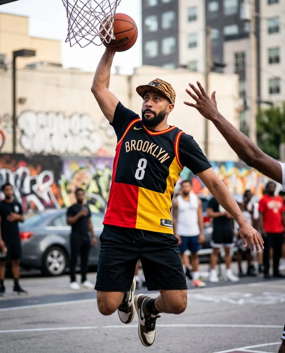 Cinematic Overhead Basketball Slam Dunk Editorial Photo