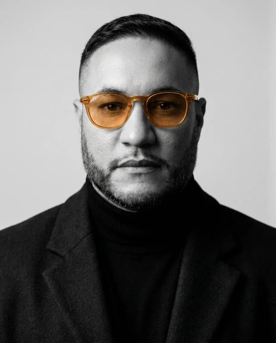 Ultra-Realistic Monochrome Studio Fashion Headshot Photography