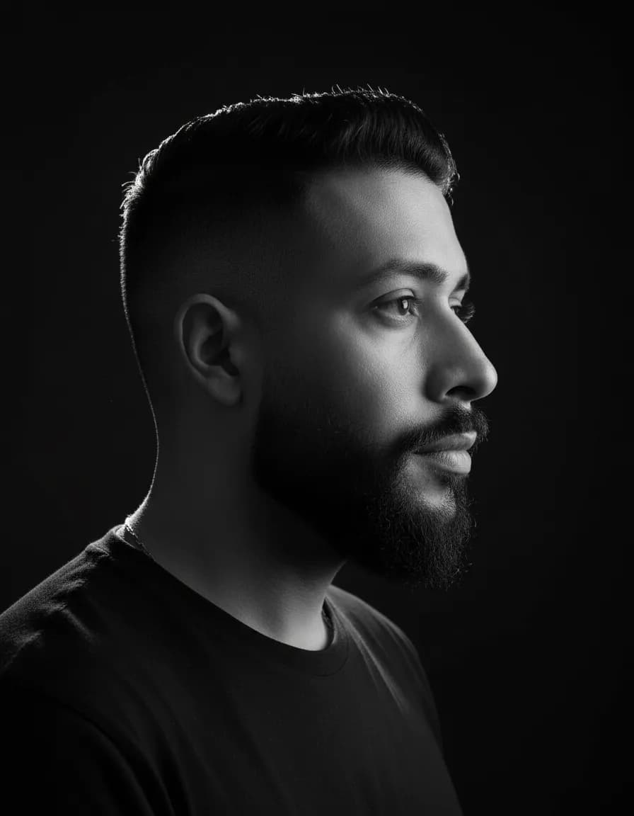 Cinematic Black & White Side Profile Studio Portrait Template