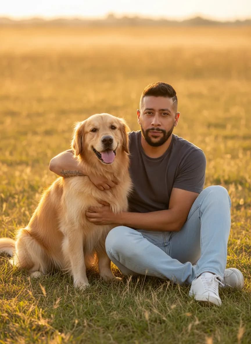 Golden Retriever Sunset Pet Portrait