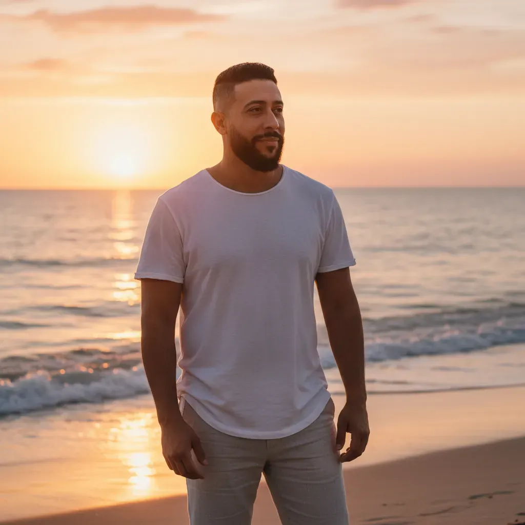 Golden Hour Beach Editorial Portrait 4:5