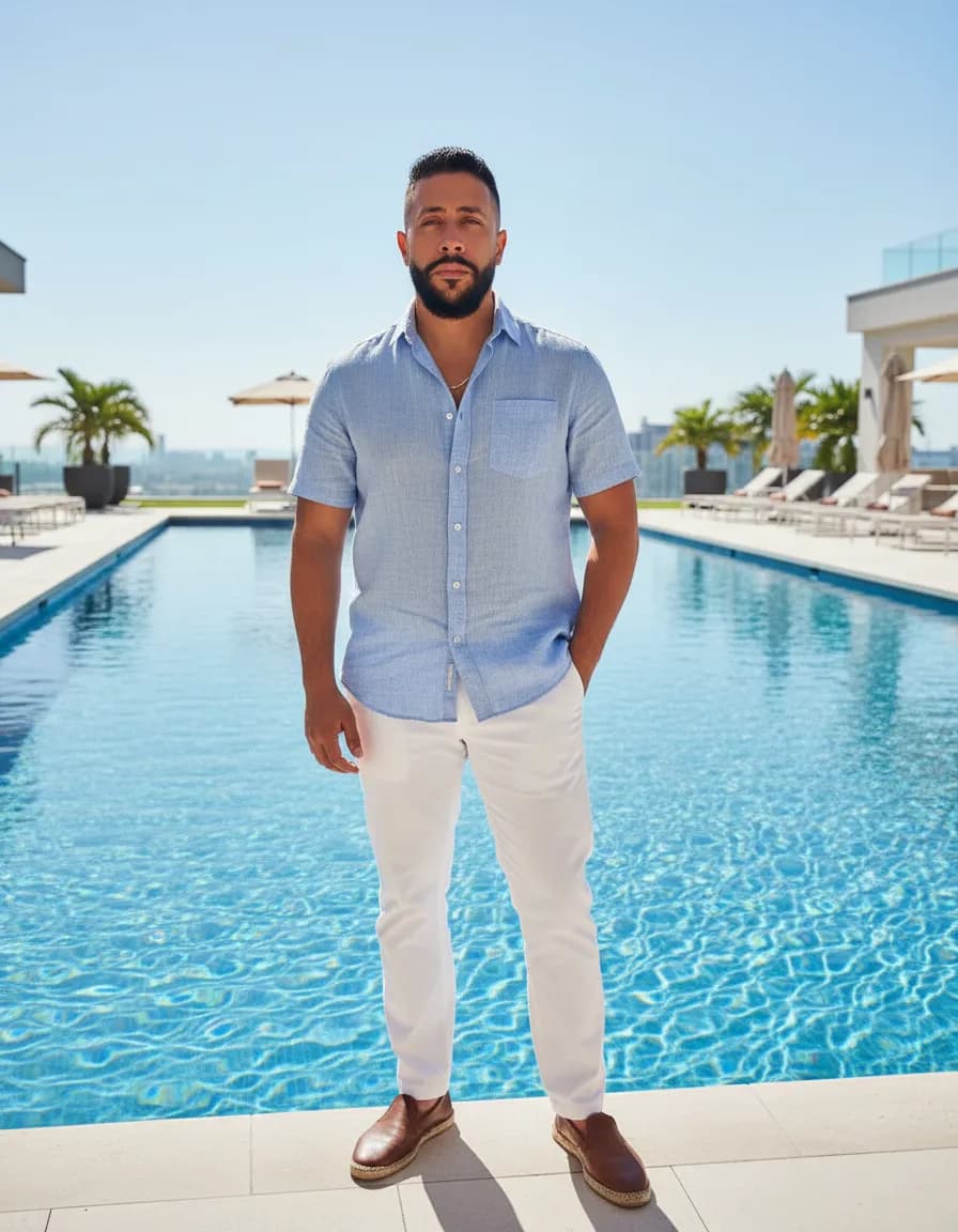 Luxury Poolside Editorial Fashion Portrait Template