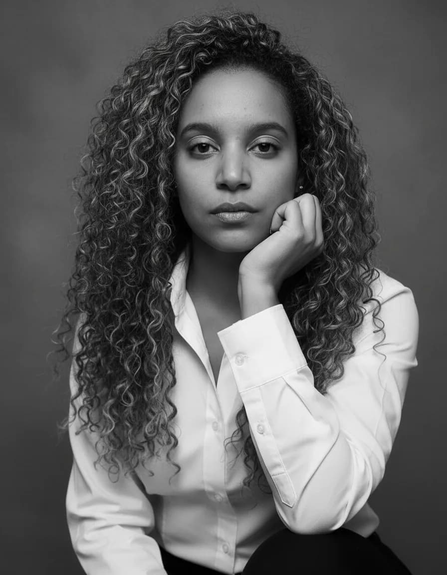 Elegant Monochrome Studio Seated Portrait