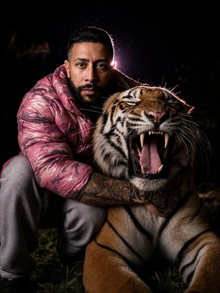 Nighttime Cinematic Wildlife Portrait with Bengal Tiger