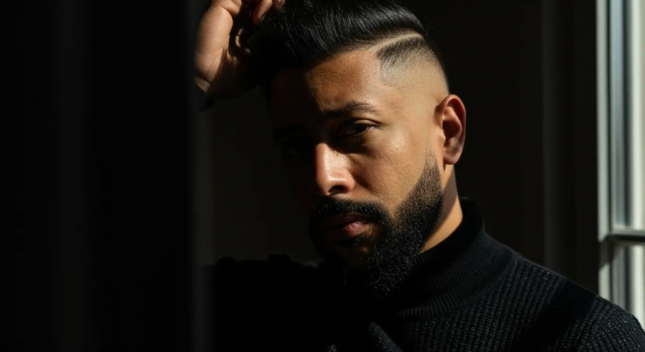 Dramatic Introspective Portrait with Strong Shadows