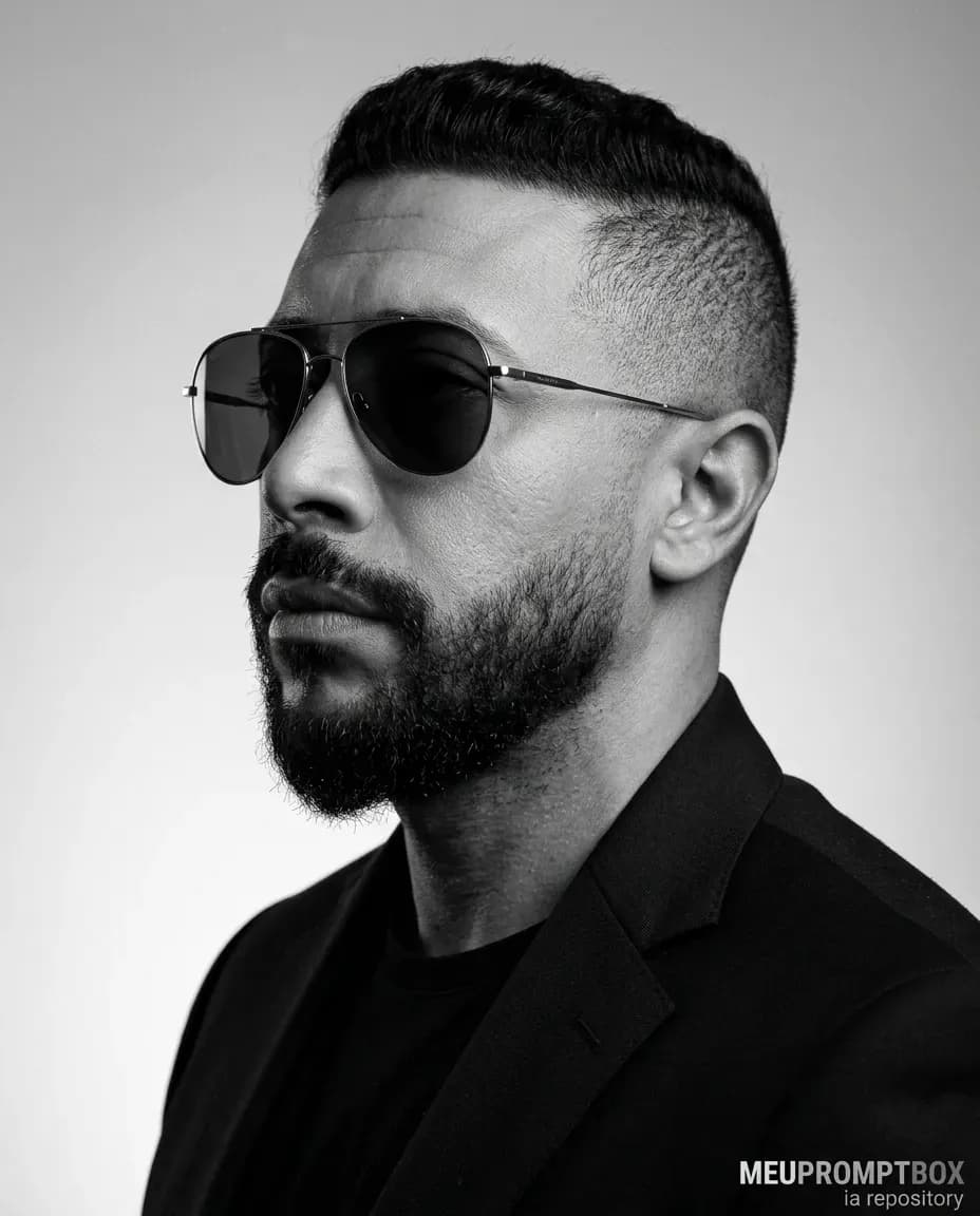 Cinematic Monochrome Male Portrait for Premium Grooming Campaign