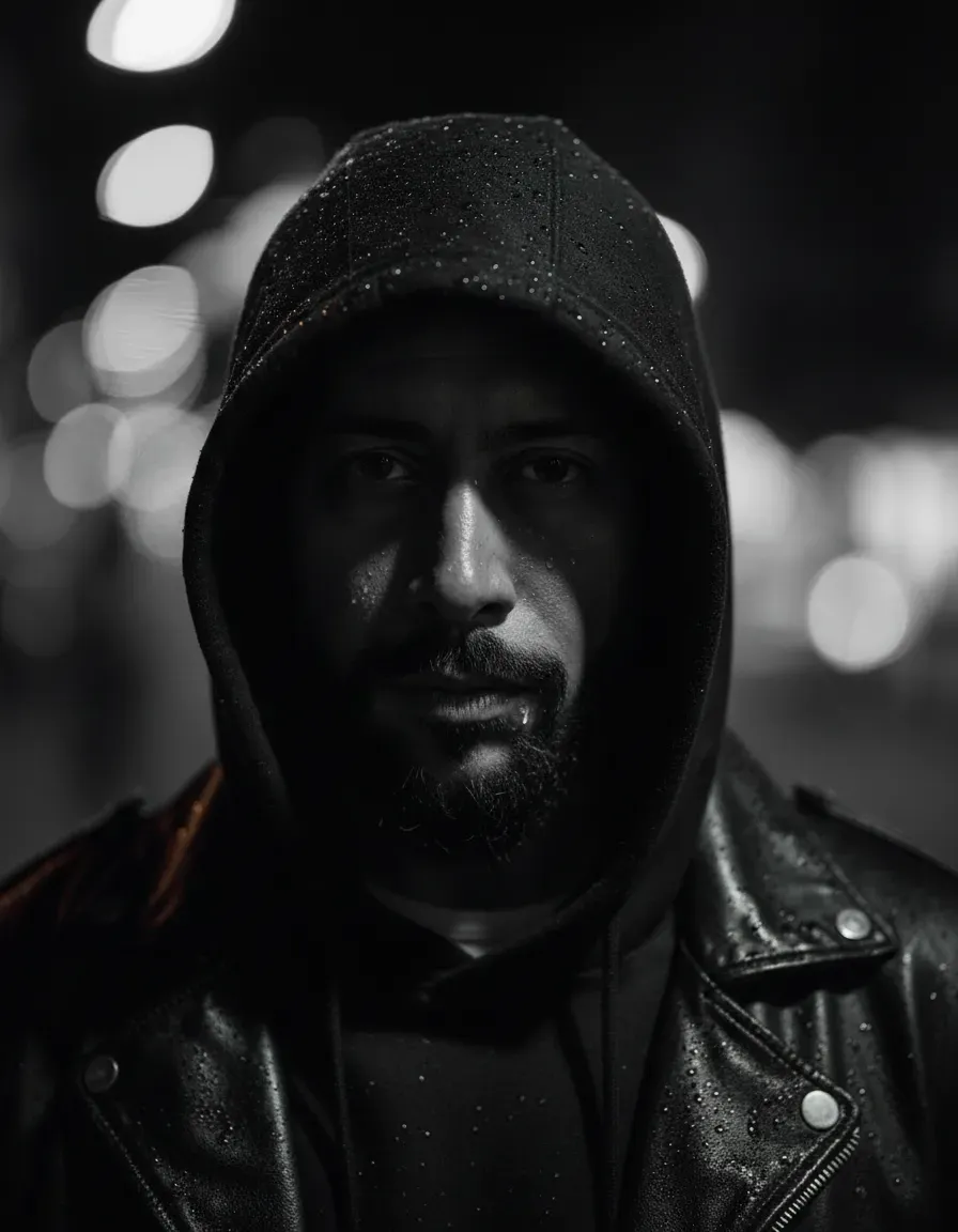 Cinematic High-Contrast Black and White Portrait Photography