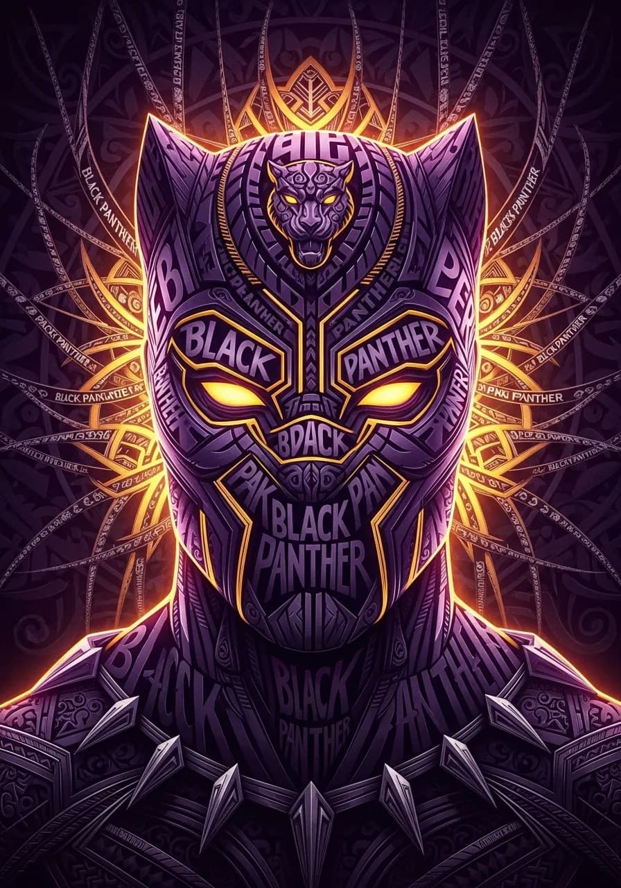 Black Panther Typography Silhouette