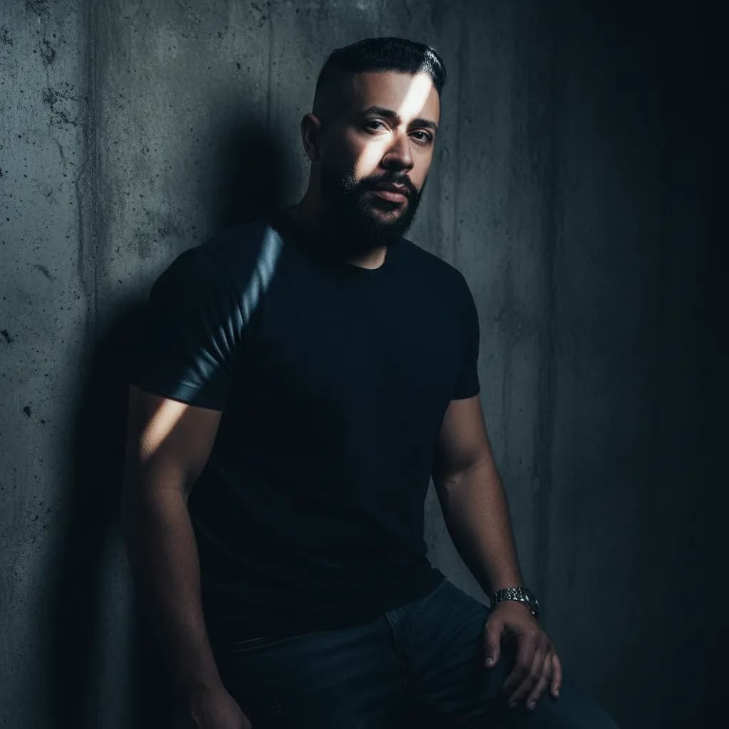 Moody Low-Key Diagonal Light Portrait