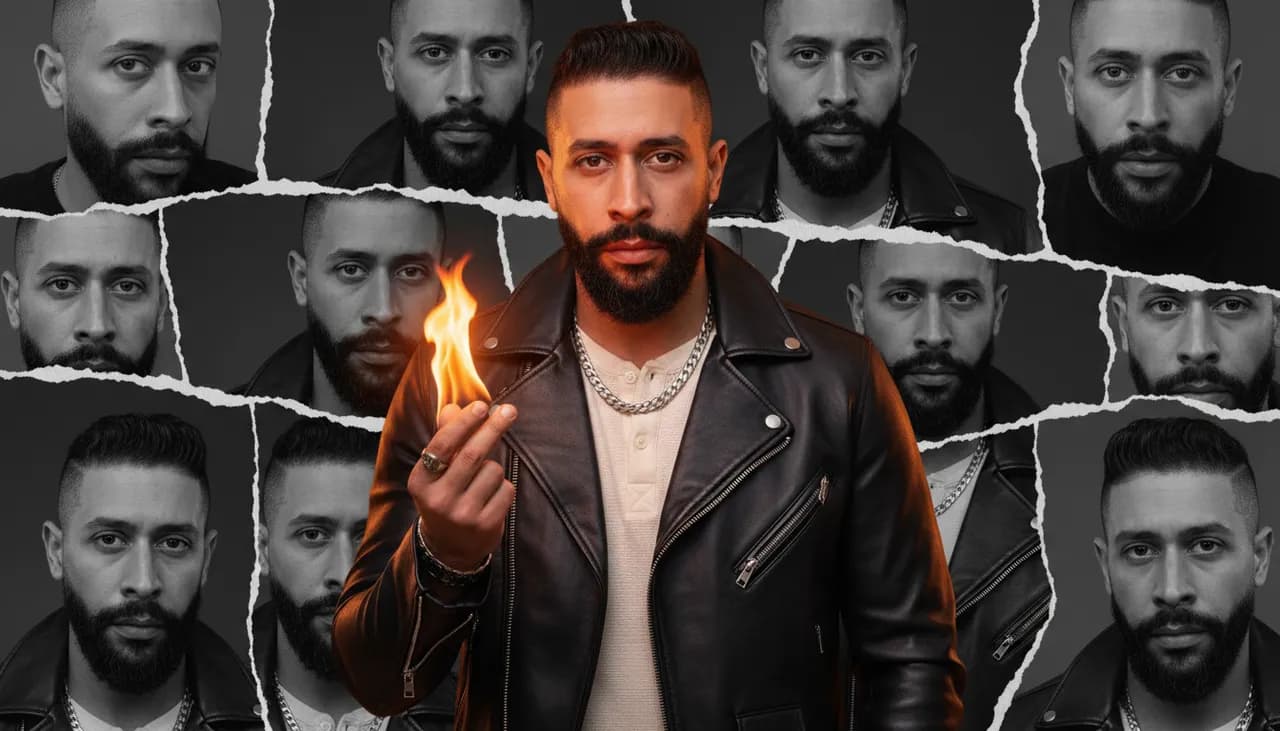 Cinematic Flame Symbolism Fashion Editorial Portrait Template