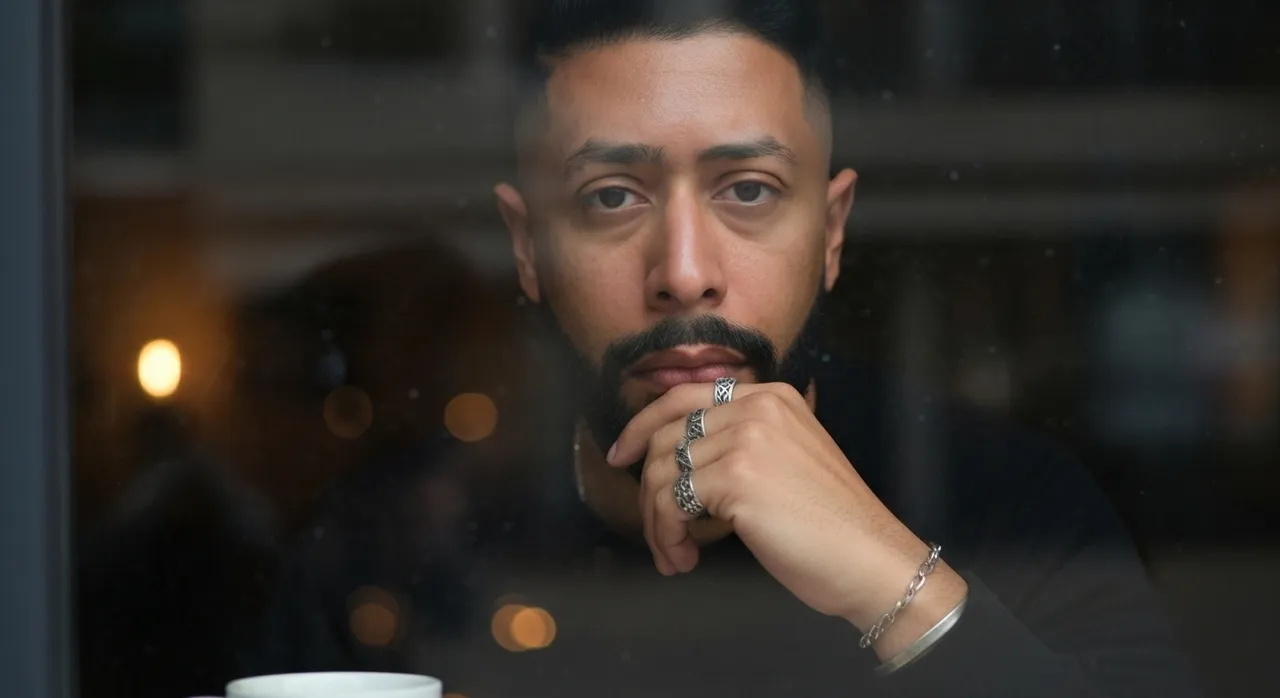 Reflective Portrait Through a Window with Warm Lights