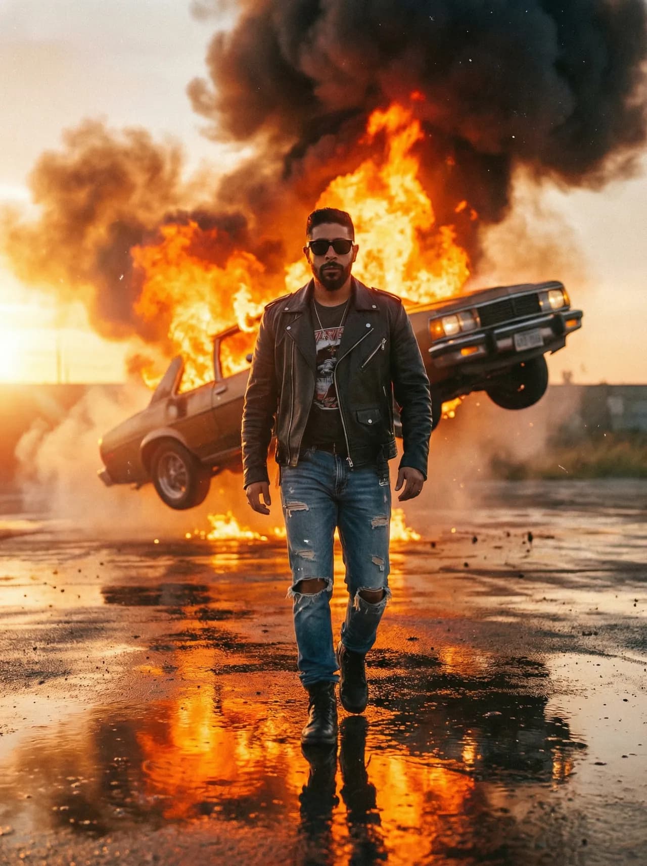 Retro-Futuristic Cinematic Fashion Scene