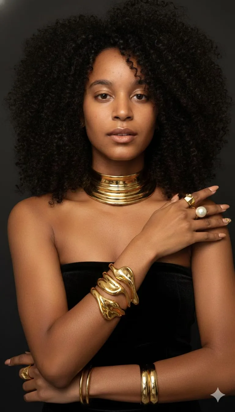 Hyper-Realistic Gold Couture Editorial Portrait – Korean Luxury Aesthetic