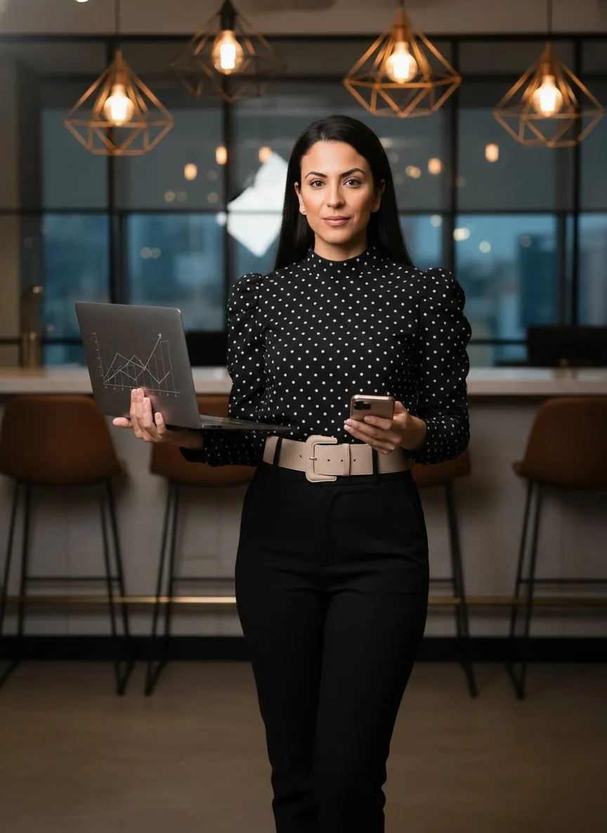 Executive Office Portrait with Modern Elegance and Warm Lighting - Imagem 1