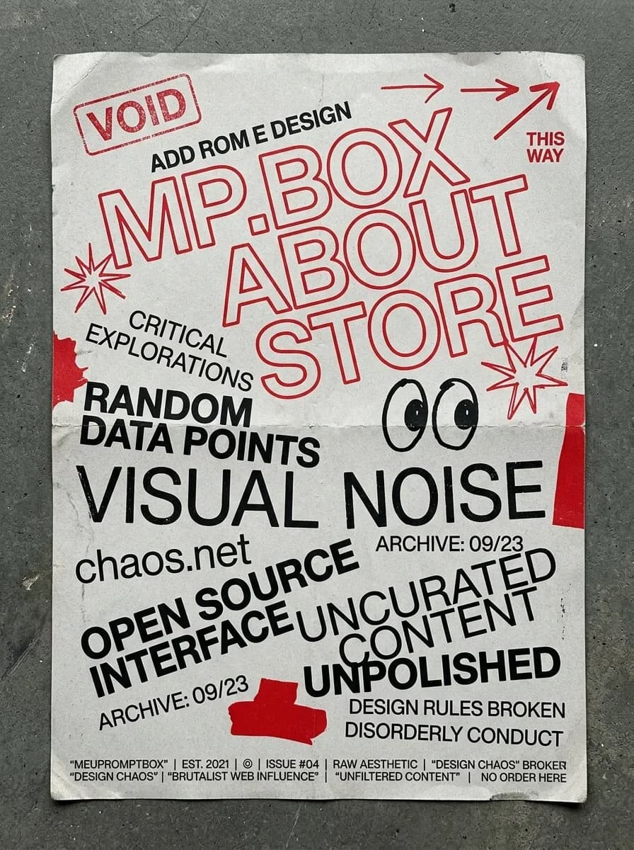 Brutalist Chaotic Typography Poster with Raw Web Design Aesthetic