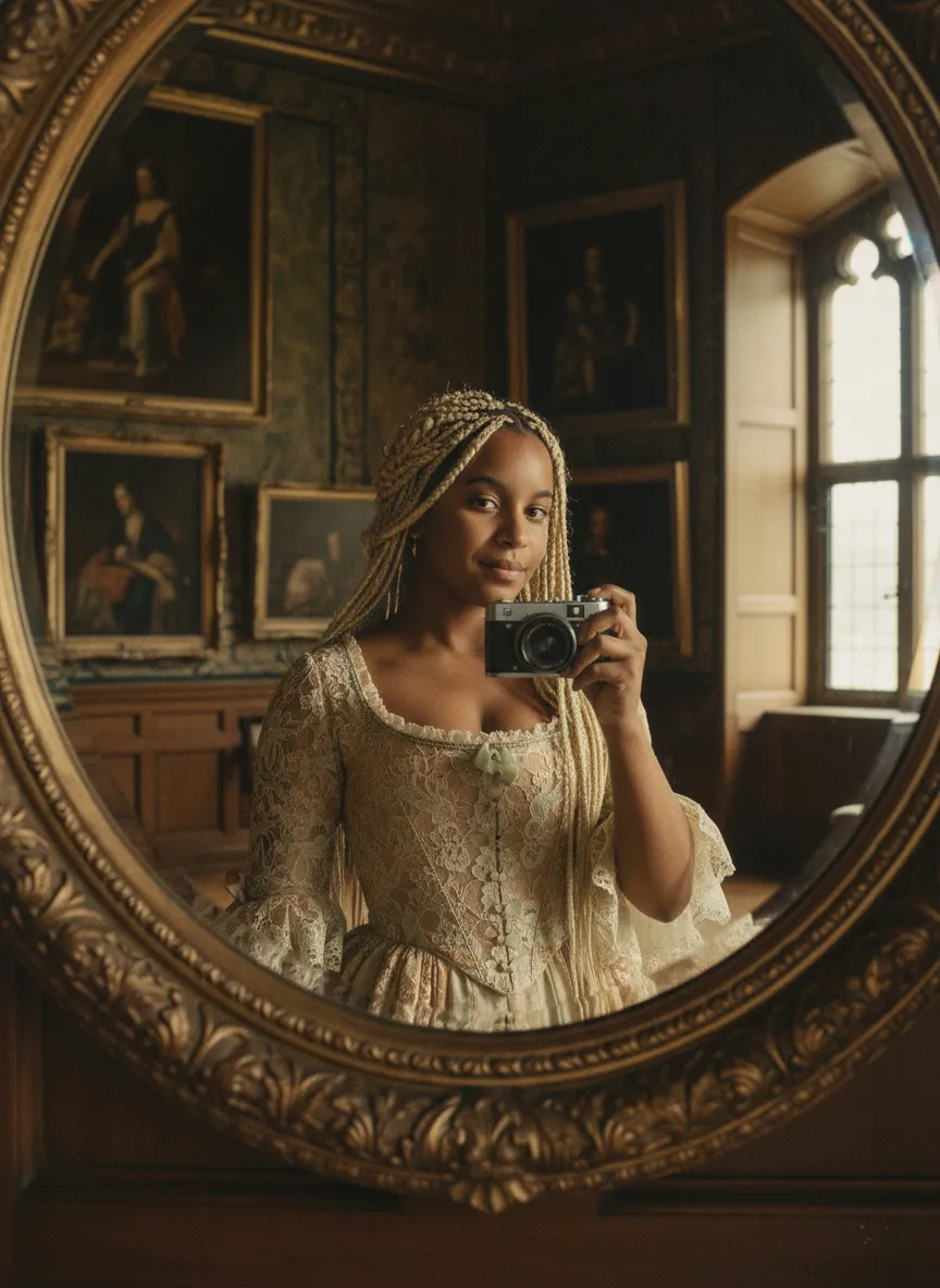 Renaissance Reflection — Vintage Self-Portrait